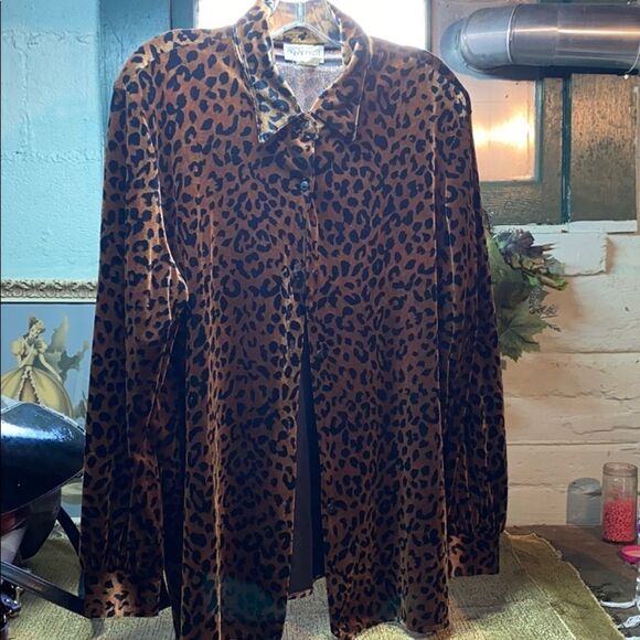 Vtg Apparenza Blouse large Cheetah print VTG - Picture 1 of 5